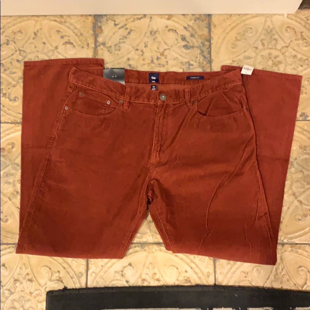GAP Denim Washed Cords in Burnt Red
